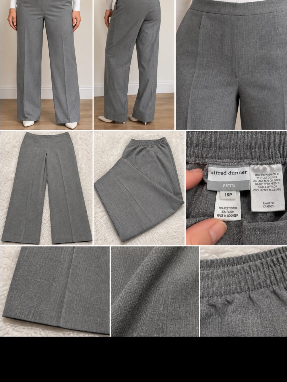 Alfred Dunner Light Gray Dress Pants - Straight Leg